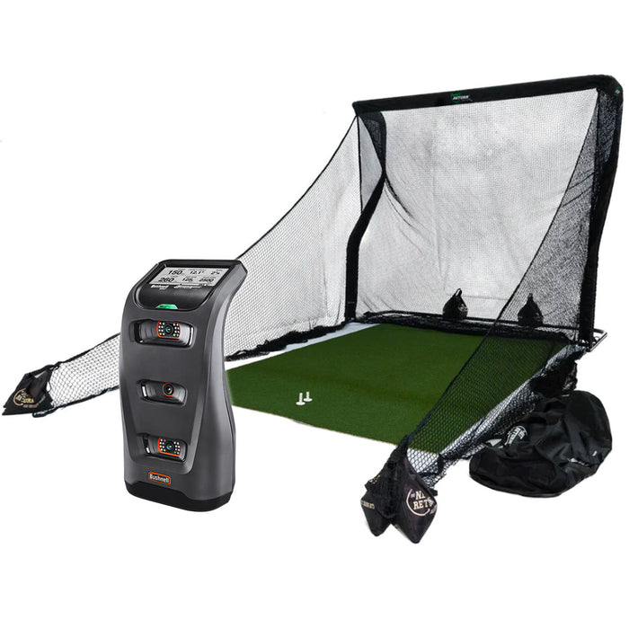 Bushnell Launch Pro Golf Simulator + Net Return V2 Official Golf Simulation Studio Package with Hitting Net, Mat & Side Barriers