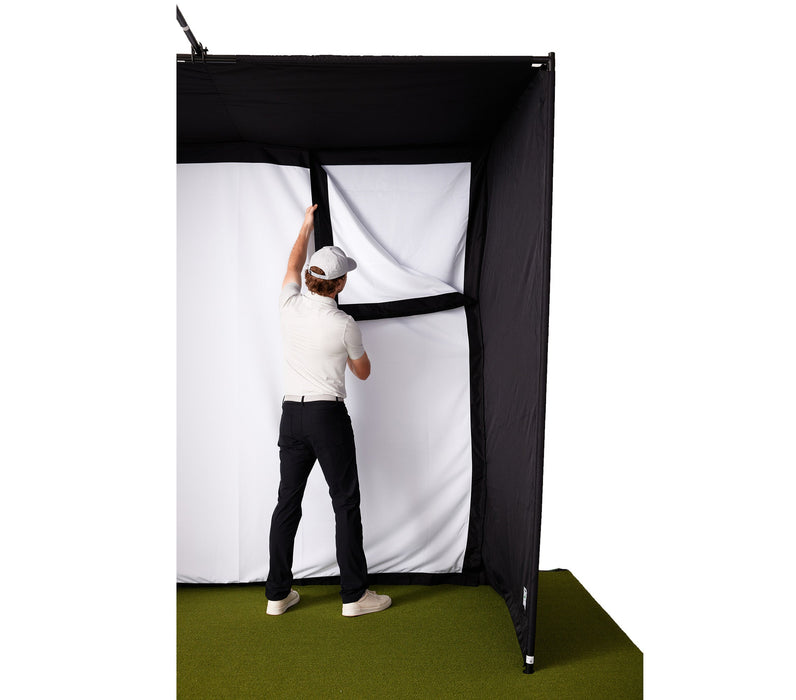 FlightScope Mevo+ Golf Simulator Studio Package | PlayBetter SimStudio™ with Impact Screen, Enclosure, Side Barriers, Hitting/Putting Mats & Projector