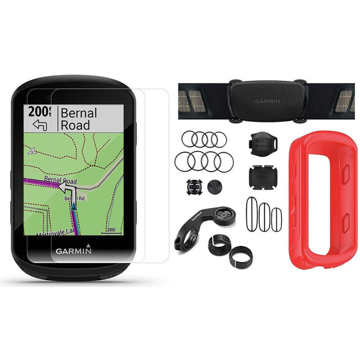 Garmin Edge 830 Touchscreen Bike Computer - Sensor Bundle with PlayBetter Portable Charger and Red Silicone Case