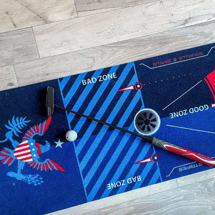 Wellputt - Special Edition Stars & Stripes Design - 13ft Indoor Golf Putting Training Mat 