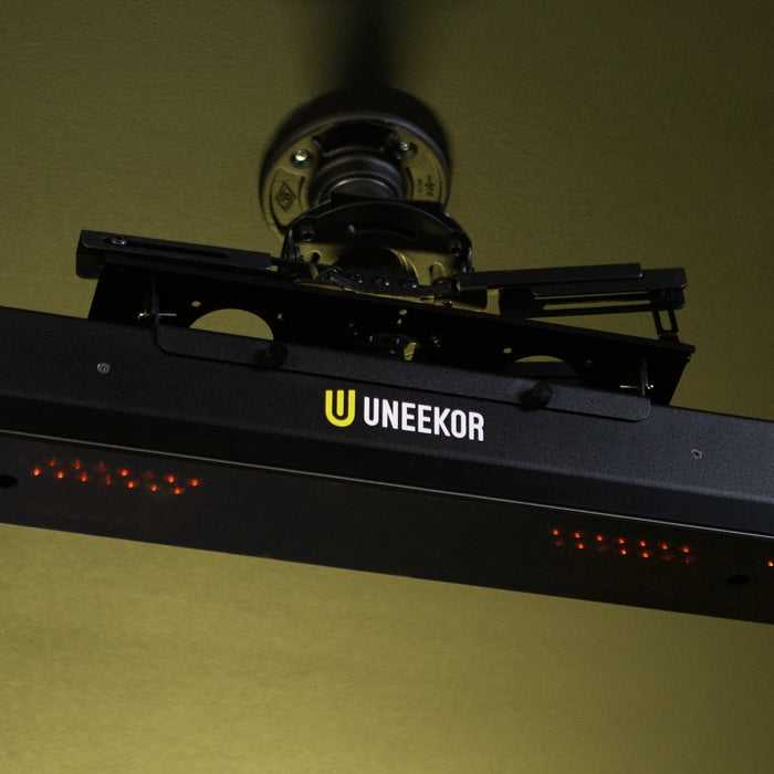The Uneekor EYE XR overhead launch monitor mounted to a ceiling
