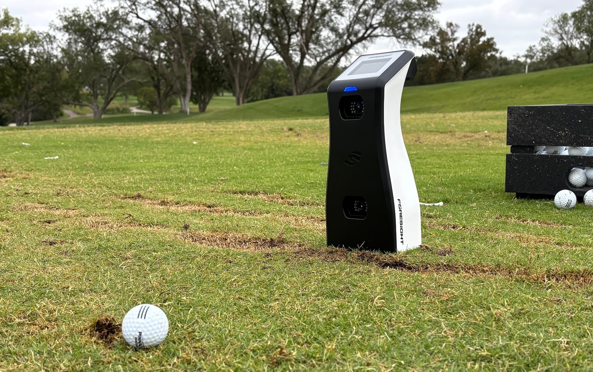 The Foresight GC2 ball-only golf launch monitor at the golf range during Marc's review