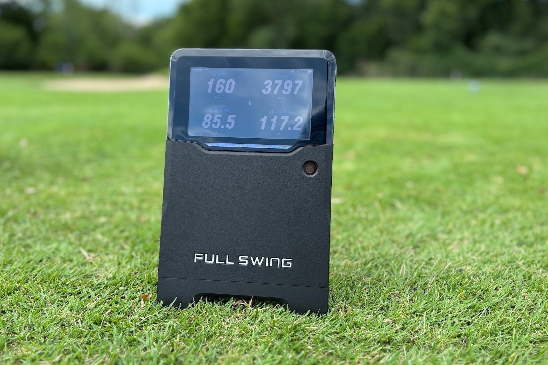 The Full Swing KIT on the grass at the golf driving range