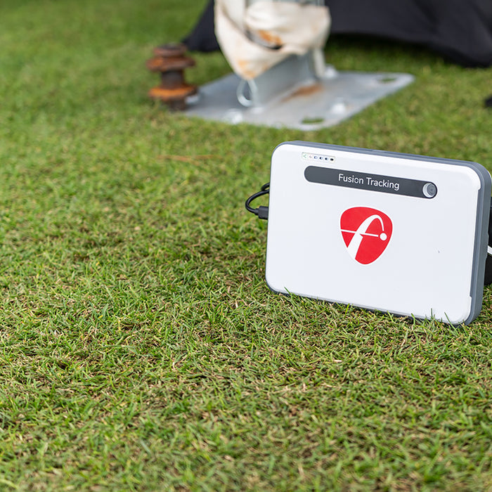 The FlightScope Mevo Plus Limited Edition launch monitor on the ground at the 2024 PGA Show