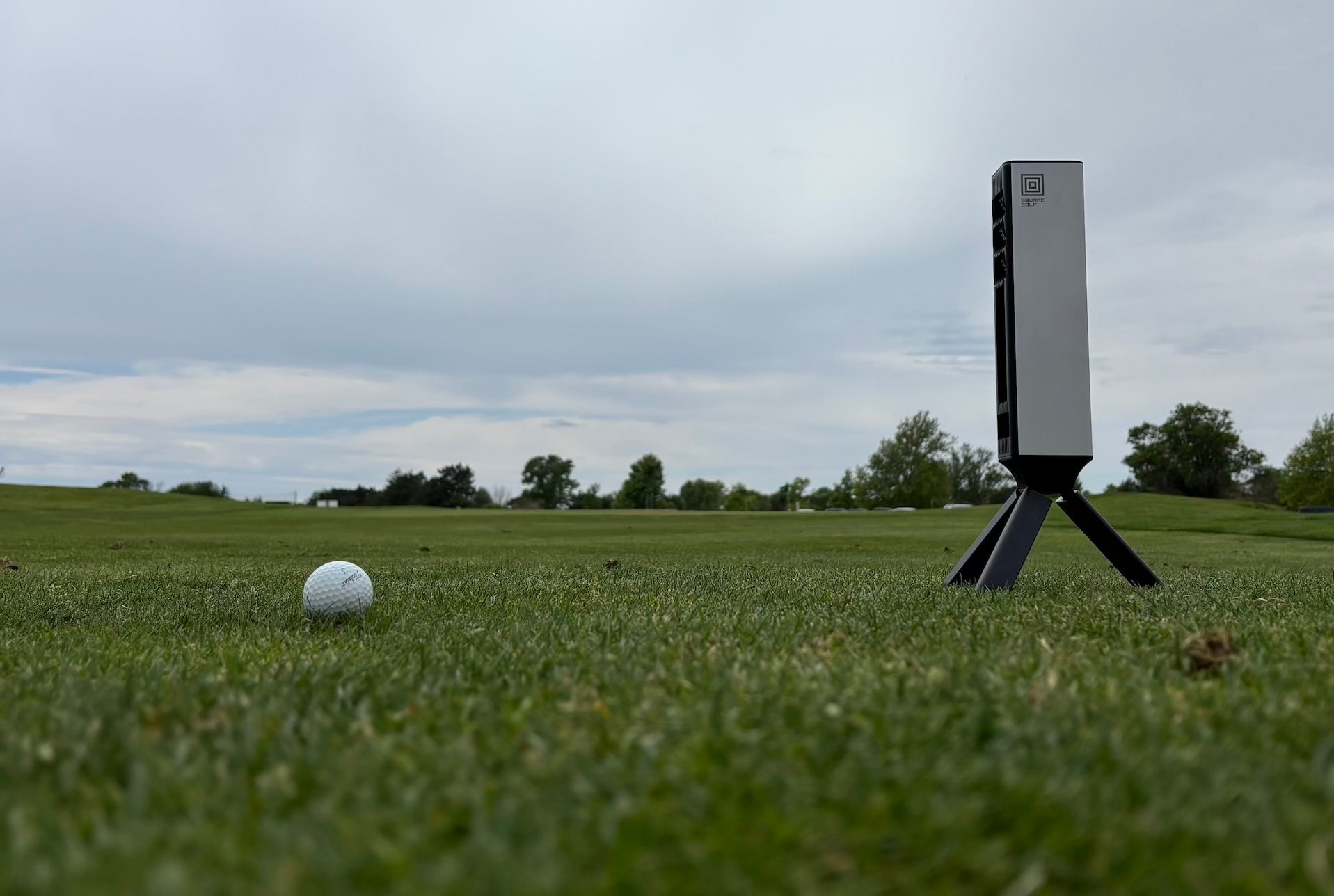 Square Golf Omni launch monitor at the driving range
