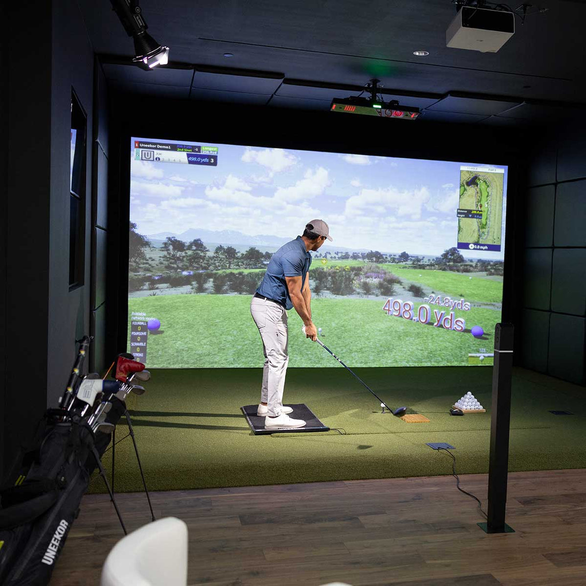 Sim Studio Golf Examples Uneekor EYE XO2 Golf Simulator with PlayBetter SimStudio™ Package