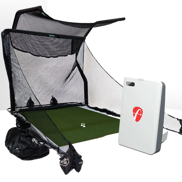 FlightScope Mevo Gen2 Golf Launch Monitor Home Net Studio with The Net Return Premium Hitting Net Package