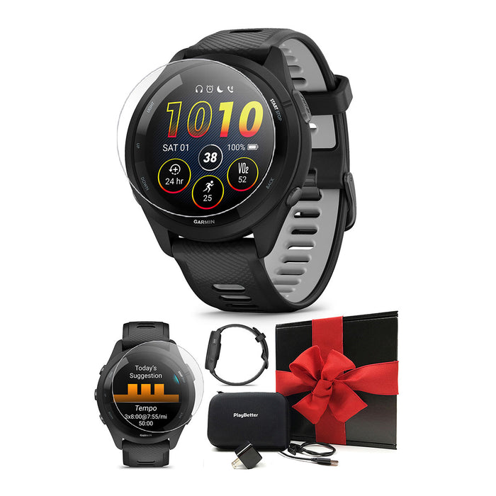 Garmin Forerunner 255S (Powder Gray) GPS Running Smartwatch  Runner's  Bundle PlayBetter with HD Screen Protectors & Portable Charger 