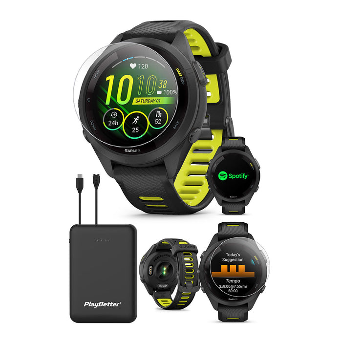  PlayBetter Garmin Forerunner 265 (Aqua/Black) Running GPS  Smartwatch, Bright AMOLED Display, Advanced Training, Recovery Insights