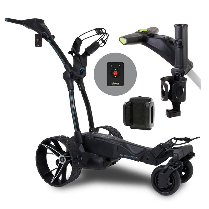 MGI Ai Navigator GPS+ Remote Controlled Electric Push Cart Caddie w/ Travel Bag