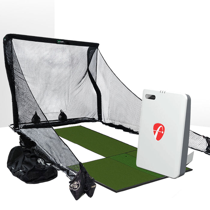 FlightScope Mevo Gen2 Golf Launch Monitor Home Net Studio with The Net Return Premium Hitting Net Package