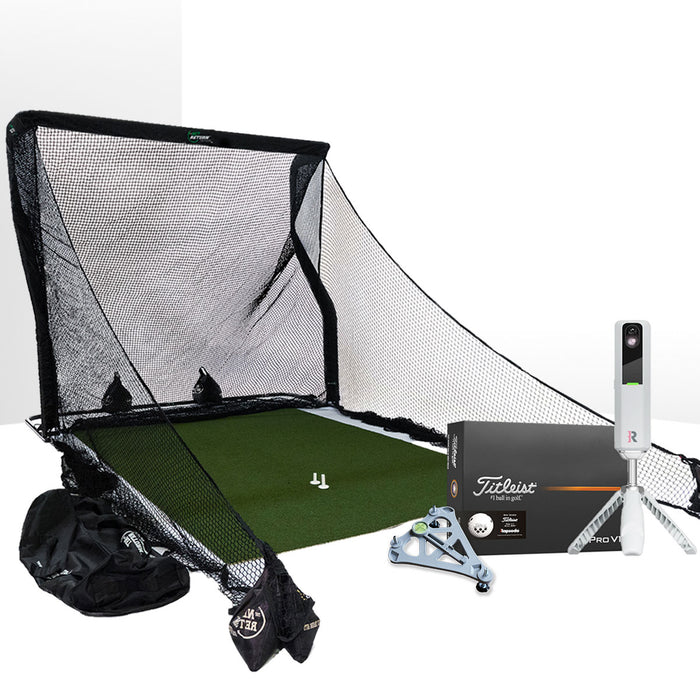 Rapsodo MLM2PRO Golf Launch Monitor & Simulator Home Net Studio with The Net Return Premium Hitting Net Package