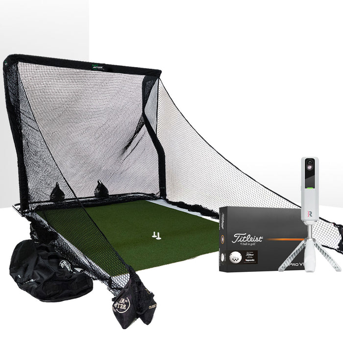Rapsodo MLM2PRO Golf Launch Monitor & Simulator Home Net Studio with The Net Return Premium Hitting Net Package