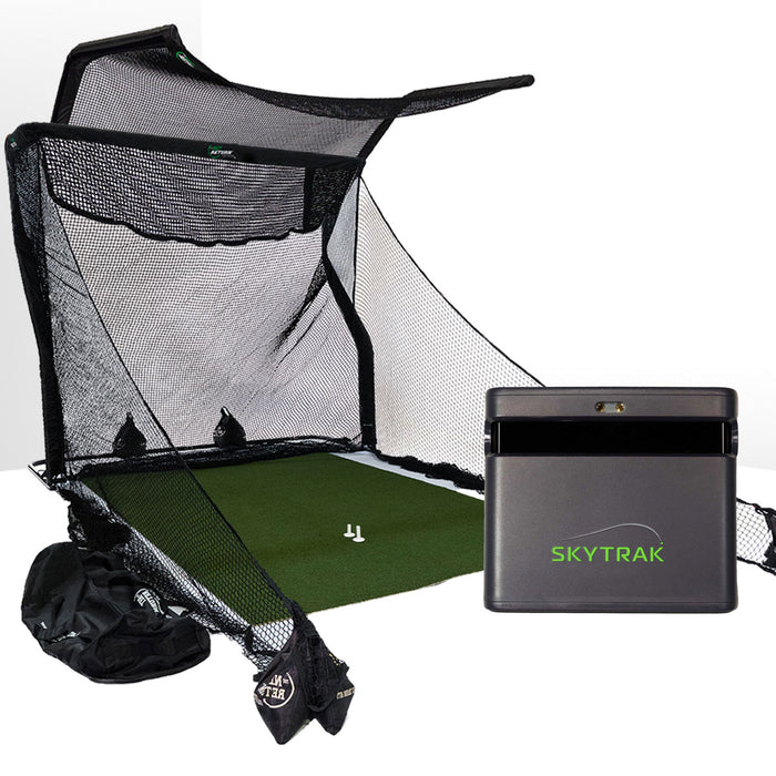 SkyTrak ST MAX Golf Launch Monitor Home Net Studio with The Net Return Premium Hitting Net Package