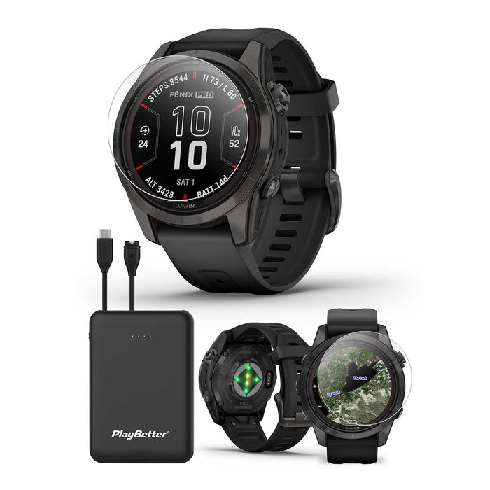 Garmin Fenix 7X Pro Sapphire Solar (Carbon Gray DLC/Black) Multisport GPS  Smartwatch | Gift Box with PlayBetter Screen Protectors, Charger, Wall