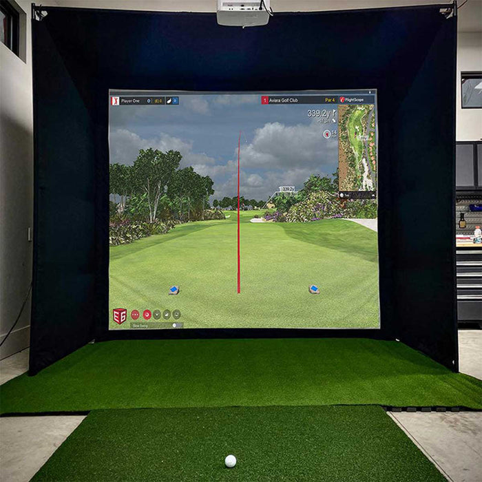 PlayBetter SimStudio™ COMPLETE Home Golf Simulator Package | Enclosure, Impact Screen, Hitting/Putting Mats, Side Barriers & Projector