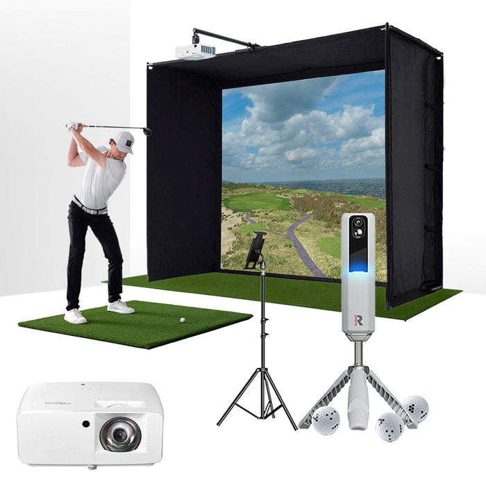 PlayBetter COMPLETE Garage SimStudio™ by Golficity | Home Golf Simulator Package with Impact Screen, Enclosure, Hitting Mat & Projector