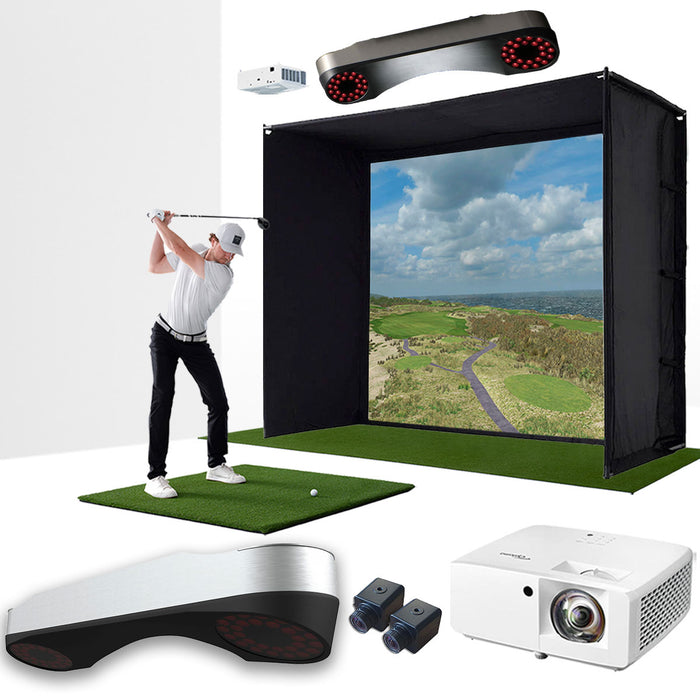 ProTee VX with PlayBetter SimStudio™ ESSENTIALS Package | Golf Simulator Studio with Impact Screen, Enclosure, Hitting Mat, & Projector