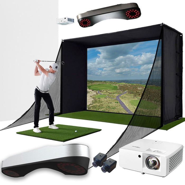 ProTee VX with PlayBetter SimStudio™ COMPLETE Package | Golf Simulator Studio with Impact Screen, Enclosure, Side Barriers, Hitting/Putting Mats, & Projector