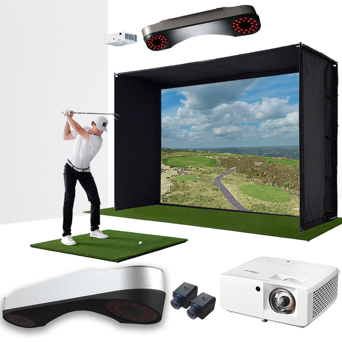 ProTee VX with PlayBetter SimStudio™ ESSENTIALS Package | Golf Simulator Studio with Impact Screen, Enclosure, Hitting Mat, & Projector