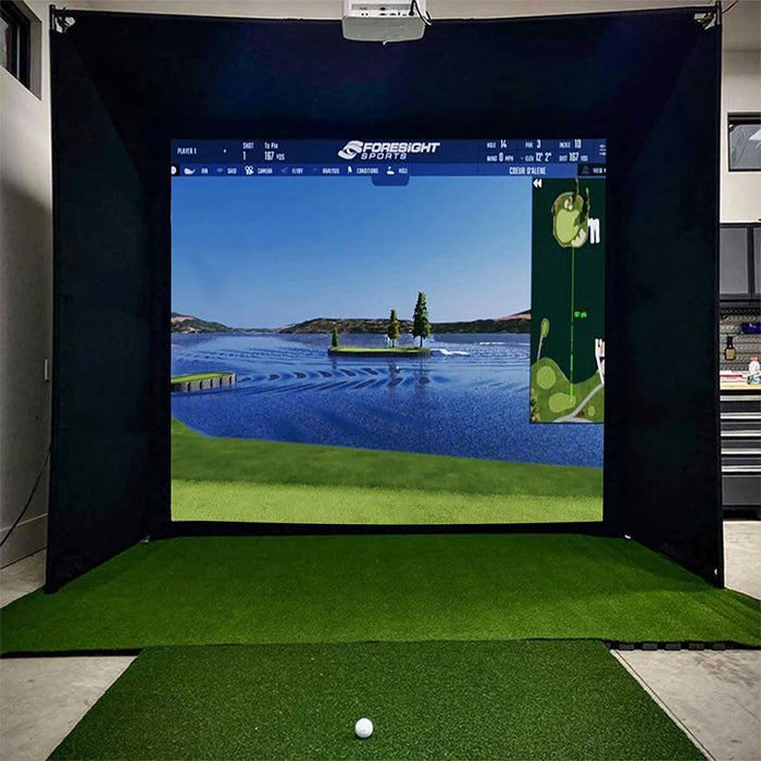 Bushnell Launch Pro Circle B with PlayBetter SimStudio™ COMPLETE Package | Golf Simulator Studio with Impact Screen, Enclosure, Side Barriers, Hitting/Putting Mats, Projector & Protective Case