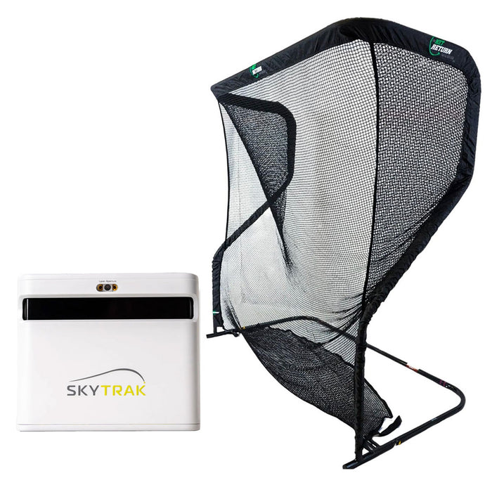 SkyTrak+ Golf Launch Monitor + Net Return V2 Official Golf Simulation Studio Package with Hitting Net, Mat & Side Barriers