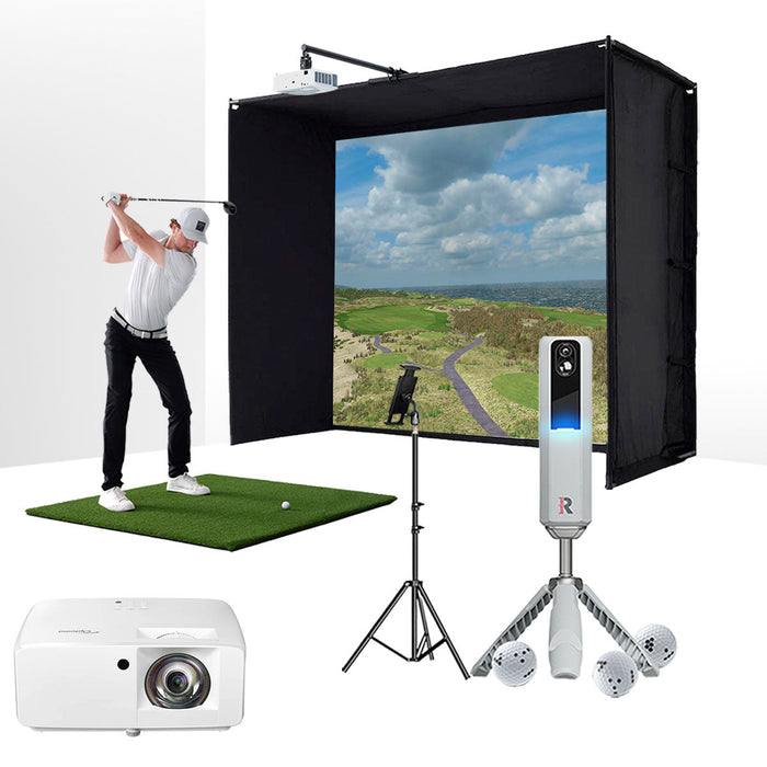 PlayBetter COMPLETE Garage SimStudio™ by Golficity | Home Golf Simulator Package with Impact Screen, Enclosure, Hitting Mat & Projector