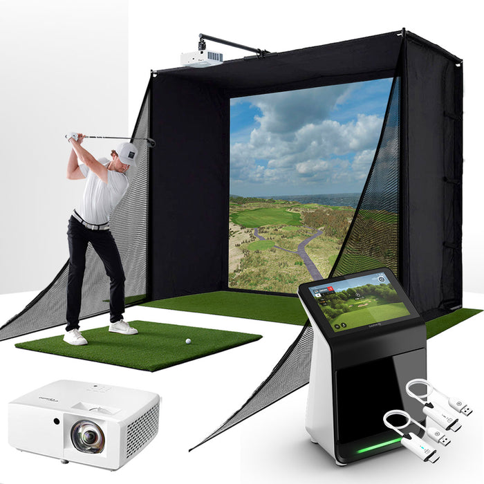 Garmin Approach R50 with PlayBetter SimStudio™ COMPLETE Package | Golf Simulator Studio with Impact Screen, Enclosure, Side Barriers, Hitting/Putting Mats, Projector & Wireless HDMI Transmitter