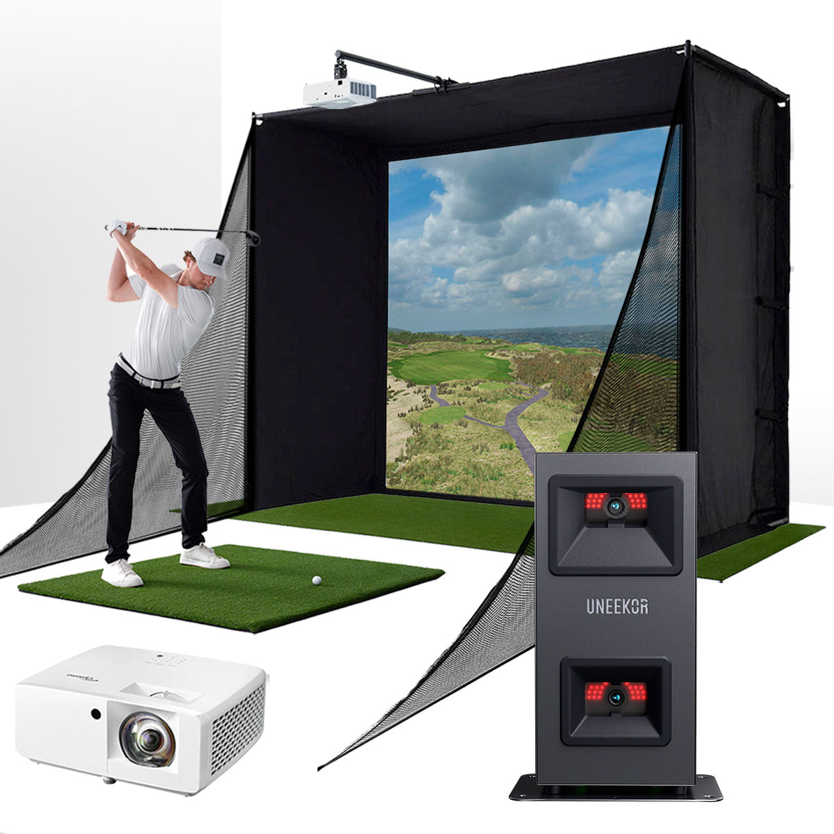 Everything You Need for a Uneekor EYE MINI LITE & PlayBetter SimStudio™ Home Golf Simulator Package