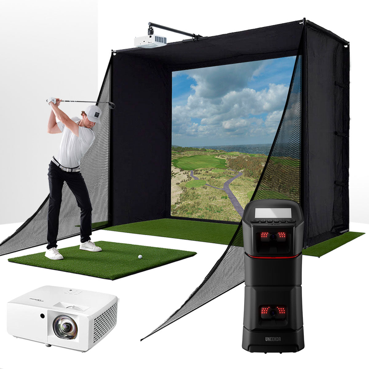 Everything You Need for a Uneekor EYE MINI & PlayBetter SimStudio™ Home Golf Simulator Package