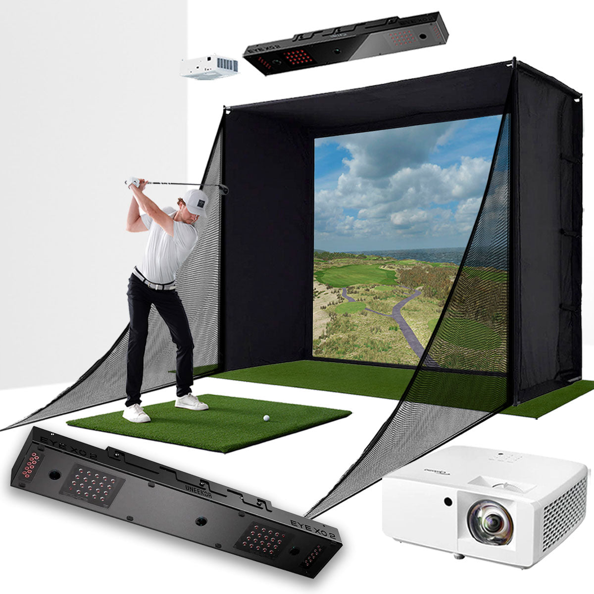 Everything You Need for a Uneekor EYE XO2 & PlayBetter SimStudio™ Home Golf Simulator Package
