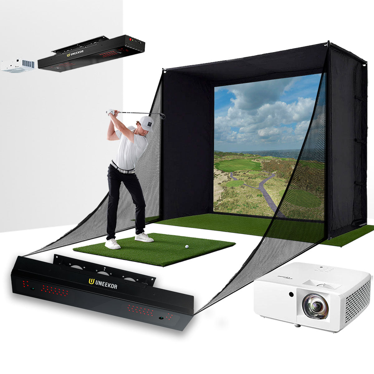 Everything You Need for a Uneekor EYE XR & PlayBetter SimStudio™ Home Golf Simulator Package