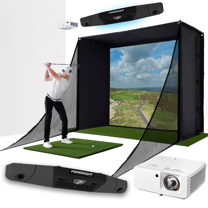 Foresight Falcon with PlayBetter SimStudio™ COMPLETE Package | Golf Simulator Studio with Impact Screen, Enclosure, Side Barriers, Hitting/Putting Mats & Projector