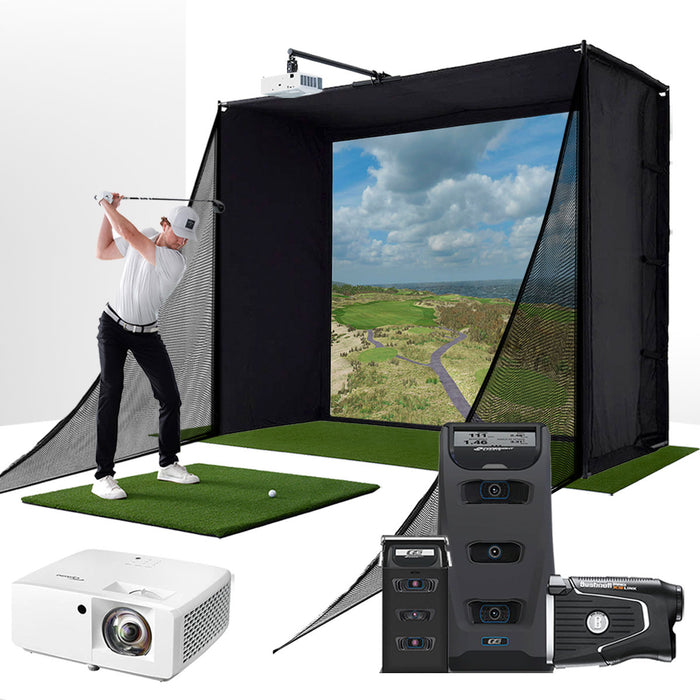 Foresight GC3 with PlayBetter SimStudio™ COMPLETE Package | Golf Simulator Studio with Impact Screen, Enclosure, Side Barriers, Hitting/Putting Mats, Projector & Protective Case
