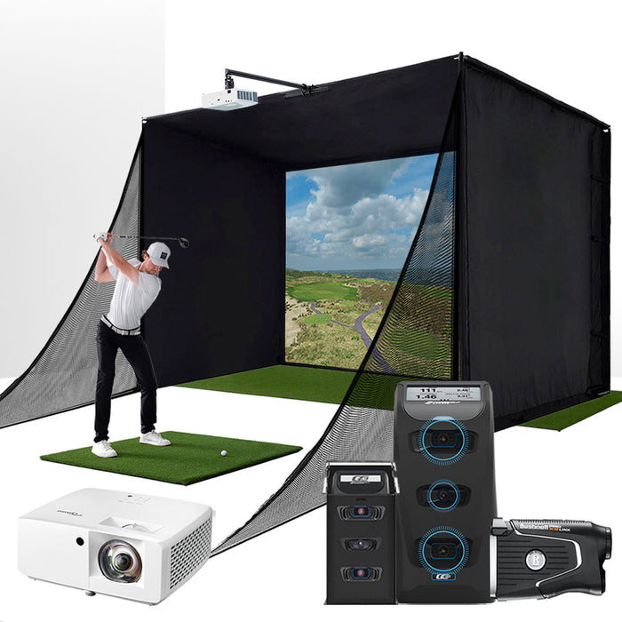 Foresight GC3S with PlayBetter SimStudio™ COMPLETE Package | Golf Simulator Studio with Impact Screen, Enclosure, Side Barriers, Hitting/Putting Mats, Projector & Protective Case