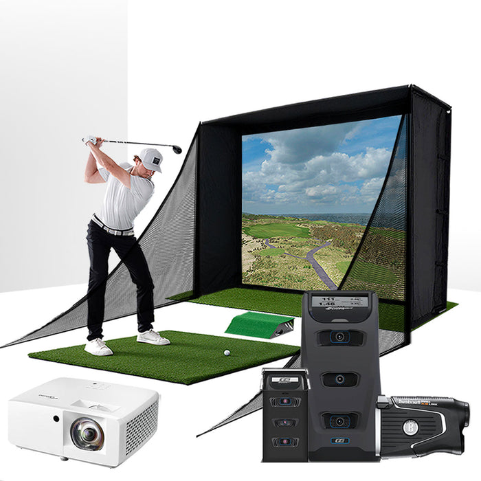 Foresight GC3 with PlayBetter SimStudio™ COMPLETE Package | Golf Simulator Studio with Impact Screen, Enclosure, Side Barriers, Hitting/Putting Mats, Projector & Protective Case