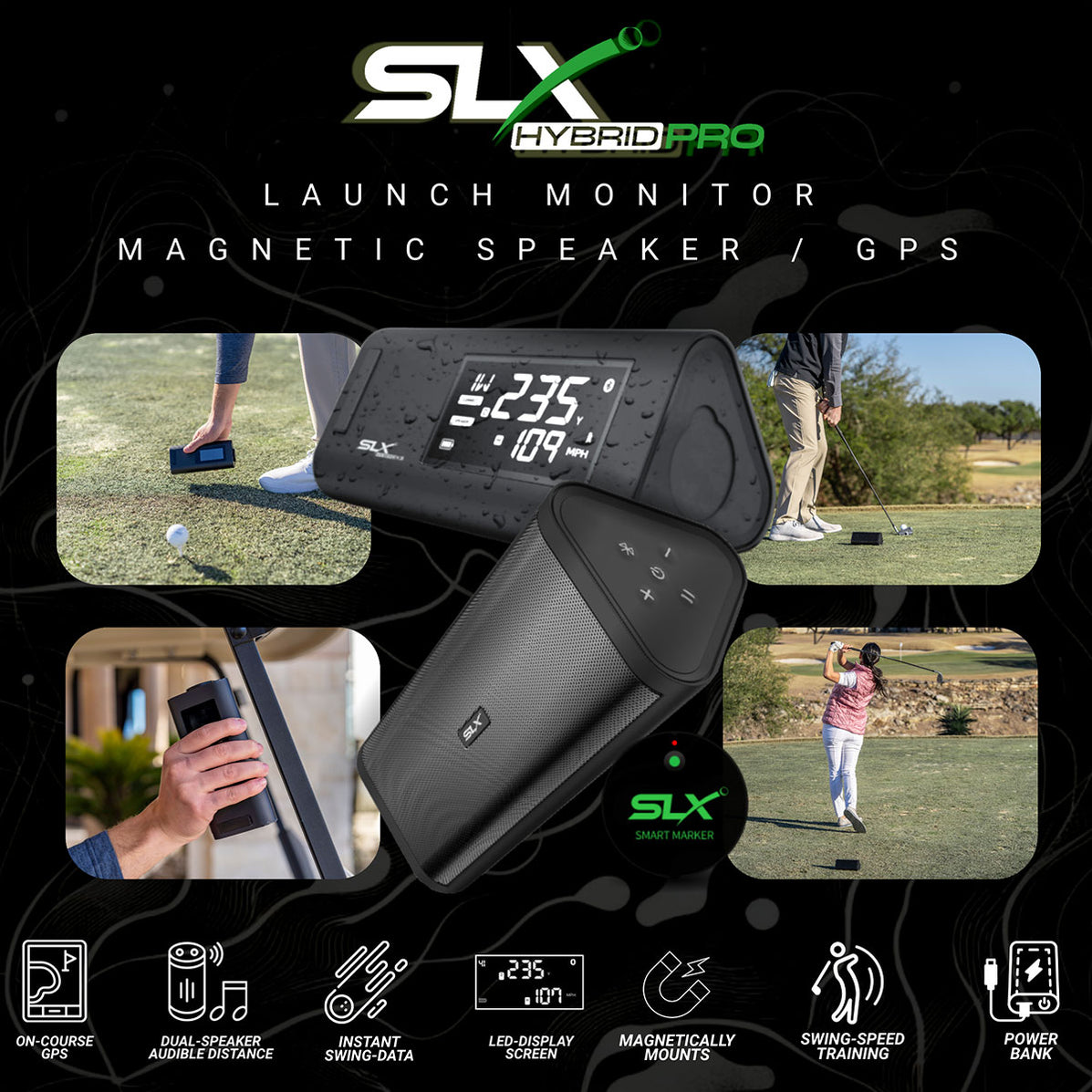 Shop Swing Logic SLX HYBRID Pro Launch Monitor & GPS Speaker — PlayBetter