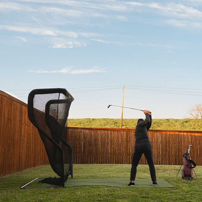 FlightScope Mevo Gen2 Golf Launch Monitor Home Net Studio with The Net Return Premium Hitting Net Package