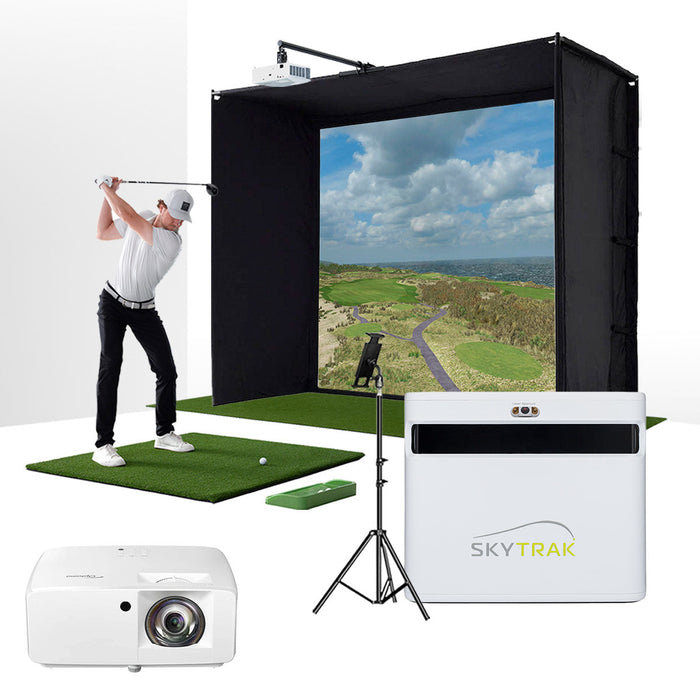 PlayBetter COMPLETE Garage SimStudio™ by Golficity | Home Golf Simulator Package with Impact Screen, Enclosure, Hitting Mat & Projector