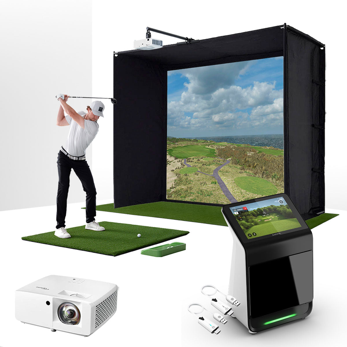 Everything You Need for a Garmin Approach R50 & PlayBetter SimStudio™ Home Golf Simulator Package