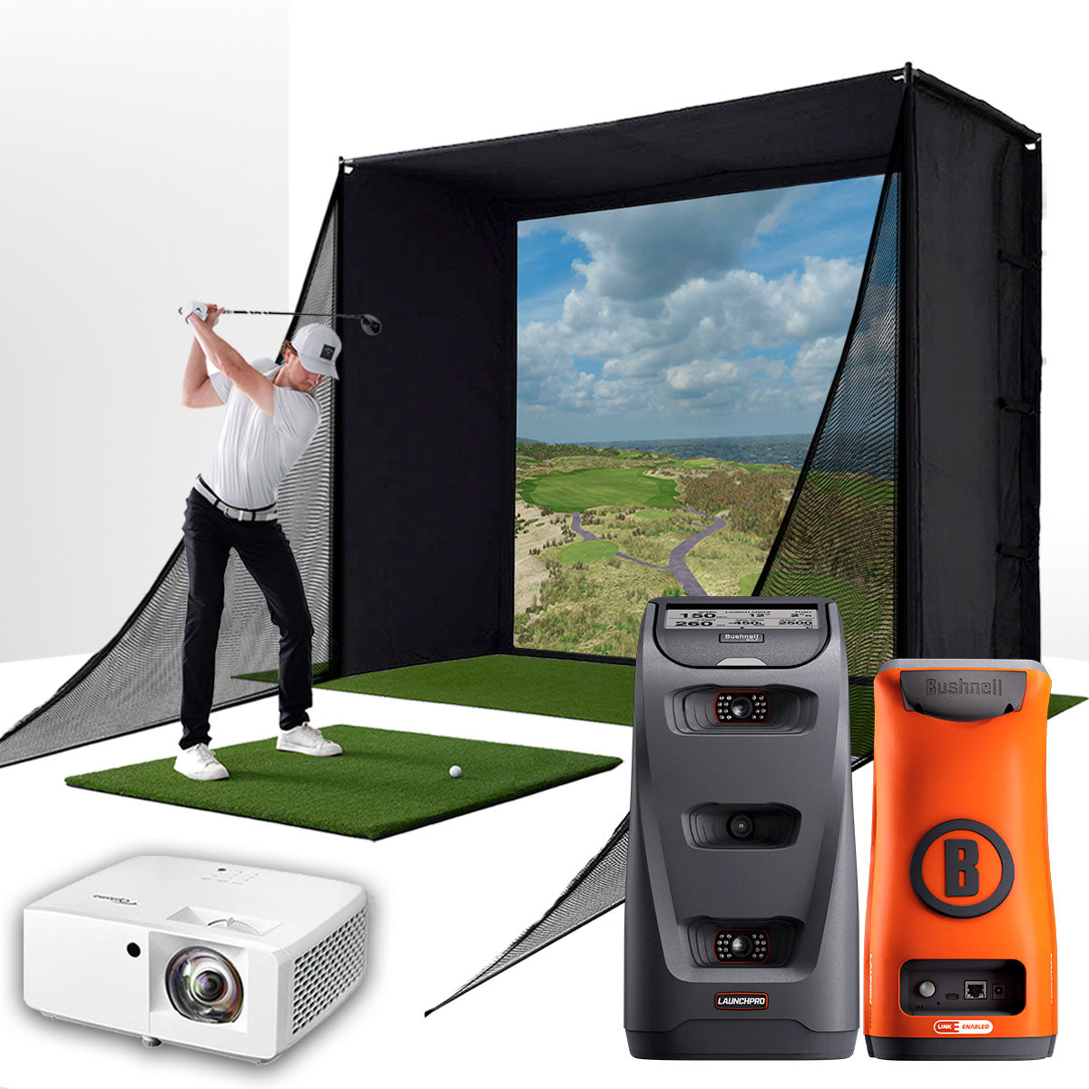 Everything You Need for a Bushnell Launch Pro Circle B & PlayBetter SimStudio™ Home Golf Simulator Package