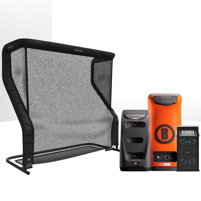 Bushnell Launch Pro Circle B Golf Launch Monitor Home Net Studio with The Net Return Premium Hitting Net Package