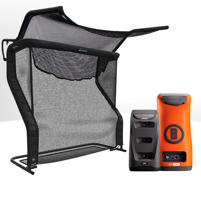 Bushnell Launch Pro Circle B Golf Launch Monitor Home Net Studio with The Net Return Premium Hitting Net Package