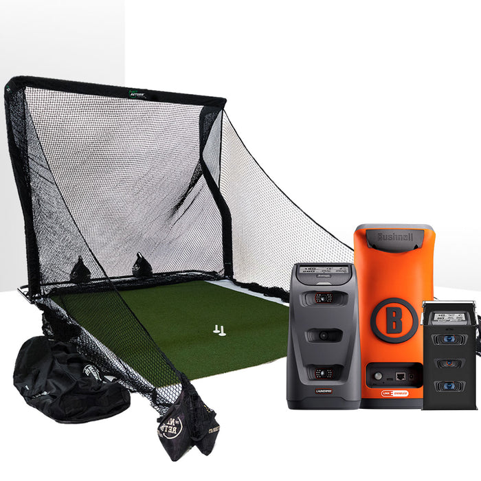 Bushnell Launch Pro Circle B Golf Launch Monitor Home Net Studio with The Net Return Premium Hitting Net Package