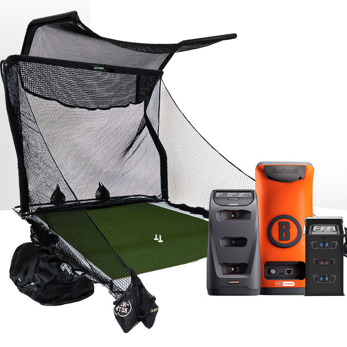 Bushnell Launch Pro Circle B Golf Launch Monitor Home Net Studio with The Net Return Premium Hitting Net Package