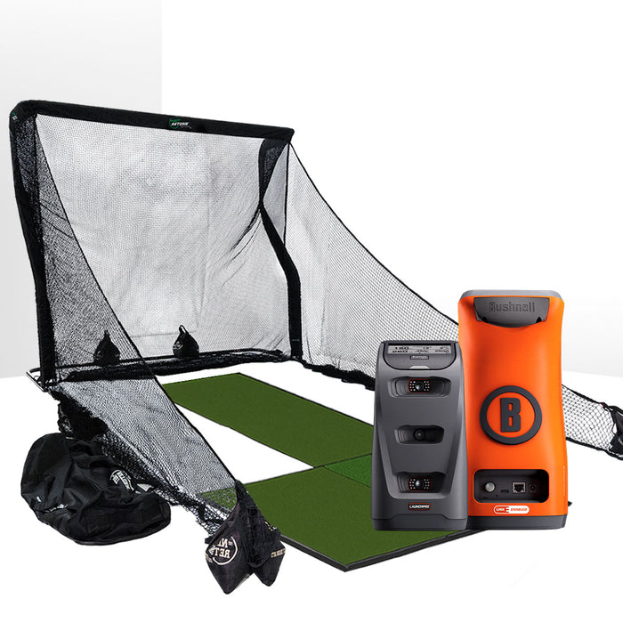 Bushnell Launch Pro Circle B Golf Launch Monitor Home Net Studio with The Net Return Premium Hitting Net Package