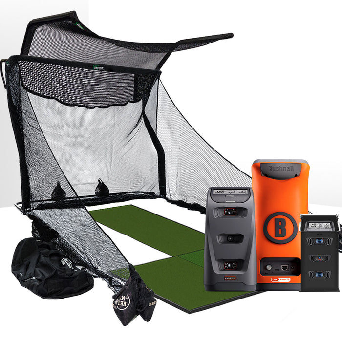 Bushnell Launch Pro Circle B Golf Launch Monitor Home Net Studio with The Net Return Premium Hitting Net Package