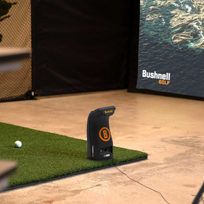 Bushnell LPi Circle B SportScreen Vanish Retractable Golf Studio Complete Package | Home Golf Simulator Studio with Impact Screen, Enclosure, Hitting Mat, Putting Turf & Projector