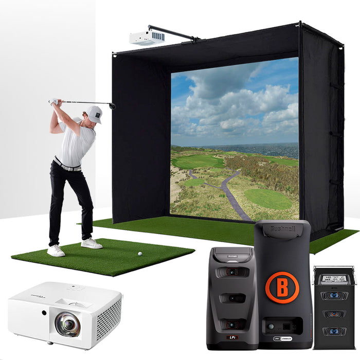 Bushnell LPi Circle B with PlayBetter SimStudio™ BYO (Build Your Own) Package – Custom Home Golf Simulator Studio Builder with Impact Screen, Enclosure, Optional Mats, Projector & More