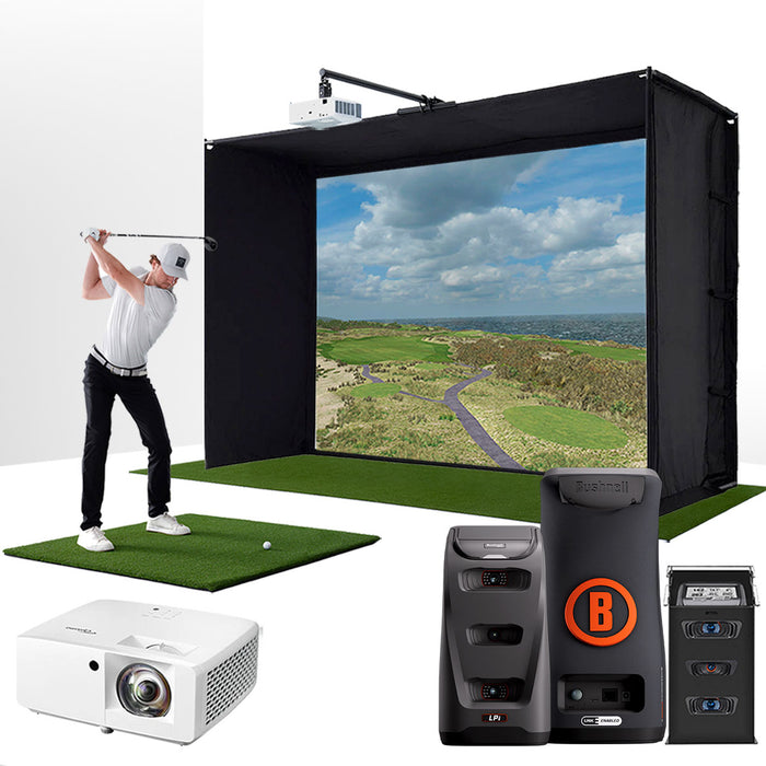 Bushnell LPi Circle B with PlayBetter SimStudio™ BYO (Build Your Own) Package – Custom Home Golf Simulator Studio Builder with Impact Screen, Enclosure, Optional Mats, Projector & More